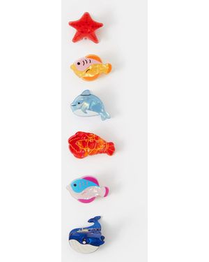 Accessorize 6-Pack Mini Ocean Friends Claw Clips - White