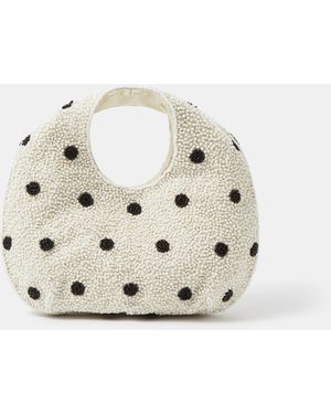 Accessorize Polka Dot Beaded Bag - White