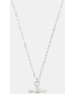 Accessorize Sterling-Plated T-Bar Pendant Necklace - White