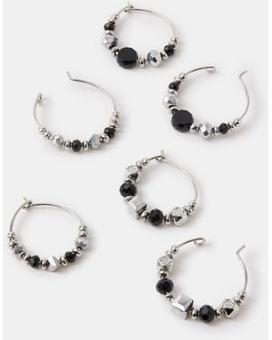 Accessorize 3-Pack Beaded Wire Huggie Hoop Earrings - Natural