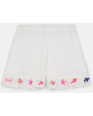 Accessorize Sea Life Embroidered Shorts - White