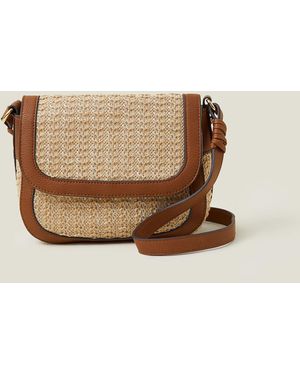 Accessorize Woven Cross-body Bag Tan - Natural