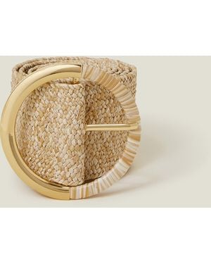 Accessorize Thick Raffia Buckle Belt - Natural