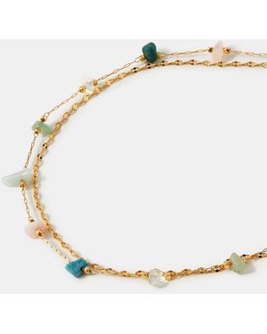 Accessorize 14Ct-Plated Semi Precious Anklet - Blue