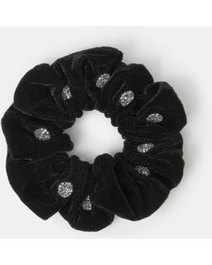 Accessorize Velvet Polka Dot Scrunchie - Black