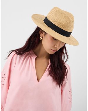 Accessorize Woven Straw Panama Hat - Pink