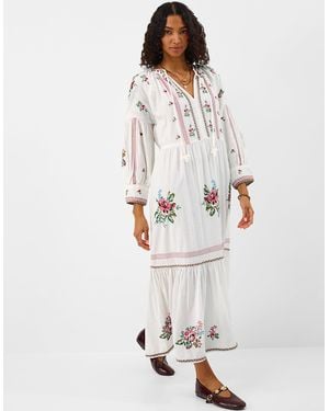 Accessorize Floral Embroidered Maxi Dress - White
