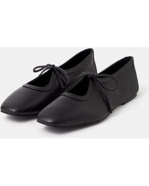 Accessorize Tie Leather Ballet Flats - Black