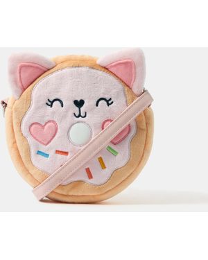 Accessorize Plush Doughnut Crossbody Bag - Pink