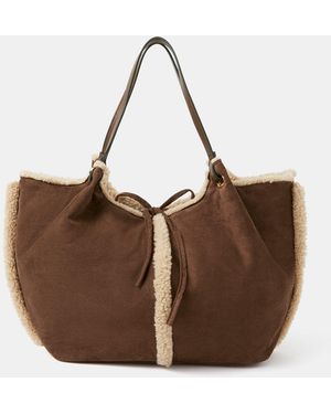 Accessorize Reversible Faux Shearling Shoulder Bag - Blue