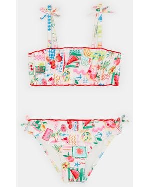 Accessorize Postcard Print Bikini Set - Grey