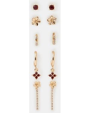 Accessorize 5-Pack Flower Stud & Hoop Earrings - White