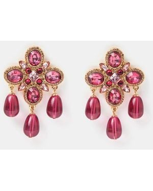 Accessorize Statement Beaded Cross Earrings - Red