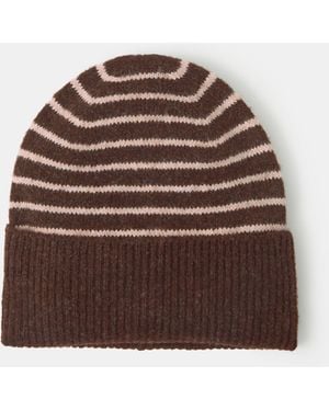 Accessorize Stripe Beanie Hat - Brown