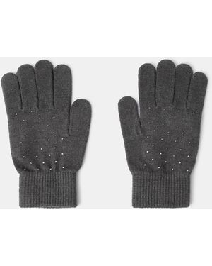 Accessorize Diamanté Gloves - Grey
