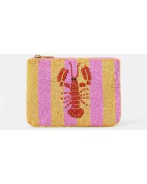 Accessorize Lobster Beaded Stripe Pouch - Pink