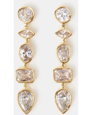 Accessorize 14Ct-Plated Gemstone Drop Earrings - Brown