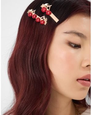 Accessorize 2-Pack Cherry Salon Hair Clips - Purple