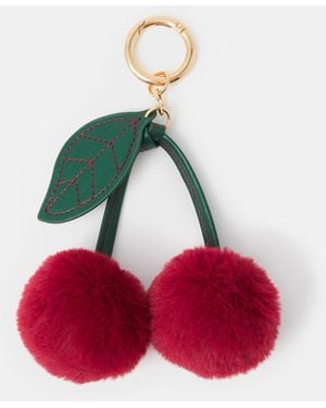 Accessorize Pom Pom Cherry Bag Charm - Pink