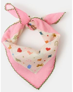 Accessorize Cowboy Print Square Cotton Scarf - Pink