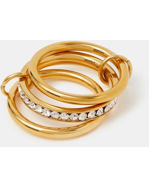 Accessorize Stainless Steel Linked Stacking Trio Ring - Metallic