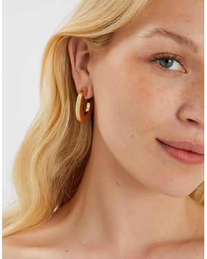 Accessorize Chunky Flat Hoop Earrings - Brown