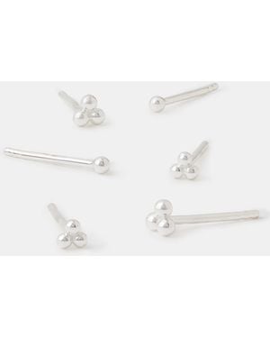 Accessorize 3-Pack Sterling Ball Stud Earrings - White