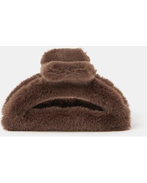Accessorize Fluffy Claw Clip - Brown