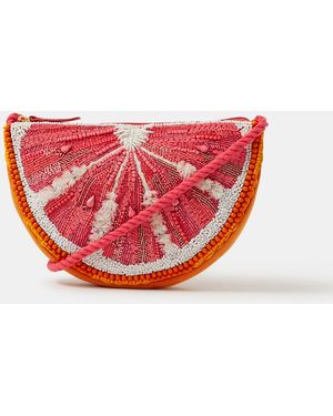 Accessorize Beaded Grapefruit Crossbody Bag - Red