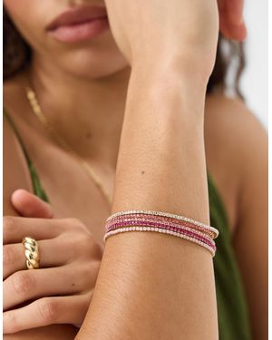 Accessorize Brass/Glass Sparkle 5-Pack Stretch Bracelets - Brown