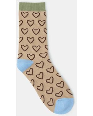 Accessorize Heart Print Socks - White