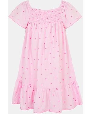 Accessorize Little Girl's Cotton Heart Embroidered Girls Dress - Pink