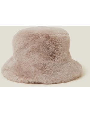 Accessorize Super-Soft Faux Fur Bucket Hat - Natural