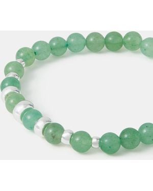 Accessorize Sterling-Plated Semi-Precious Stretch Bracelet - Green