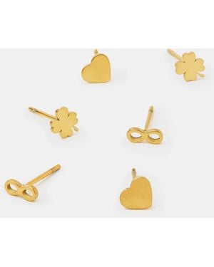 Accessorize 3-Pack Stainless Steel Charm Stud Earrings - Metallic