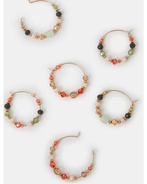Accessorize 3-Pack Bead Hoop Earrings - White