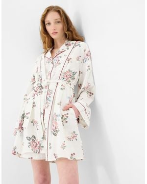 Accessorize Floral Print Short Dressing Gown - White
