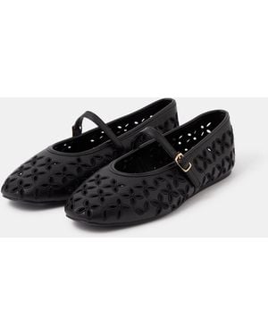 Accessorize Cut Out Mary Jane Ballet Flats - Black
