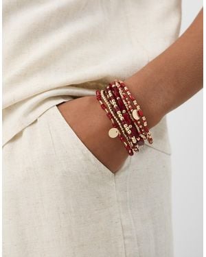 Accessorize 8-Pack Mix Bead Stretch Bracelets - Natural