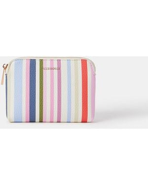 Accessorize Stripe Coin Purse - White