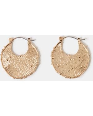 Accessorize Textured Disc Hoop Earrings - Natural