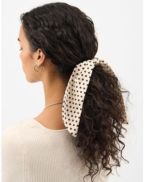Accessorize Polka Dot Scarf Hair Scrunchie - Black