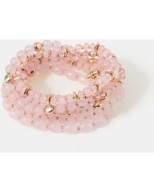 Accessorize 6-Pack Bead Stretch Bracelets - Pink