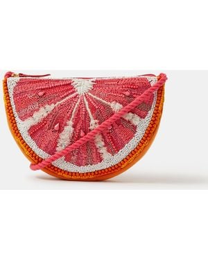 Accessorize Beaded Grapefruit Crossbody Bag - Red