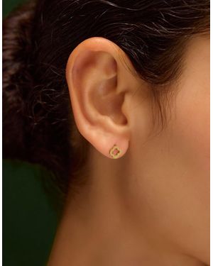 Accessorize 14Ct-Plated Surgical Steel Clover Flatback Earrings - Brown