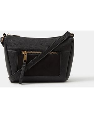 Accessorize Double Zip Crossbody Bag - Black