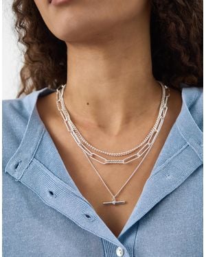 Accessorize 3-Pack T-Bar Pendant Chain Necklaces - Blue