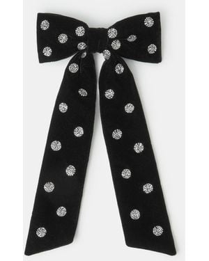 Accessorize Velvet Polka Dot Bow Hair Clip - White