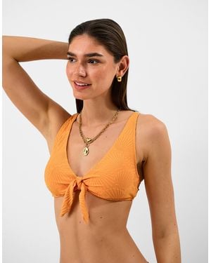 Accessorize Shell Embossed Tie Side Bikini Bottoms - Orange