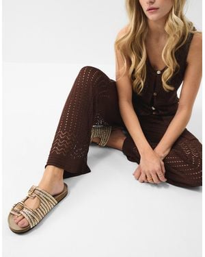 Accessorize Beaded Buckle Strap Sandals - Brown